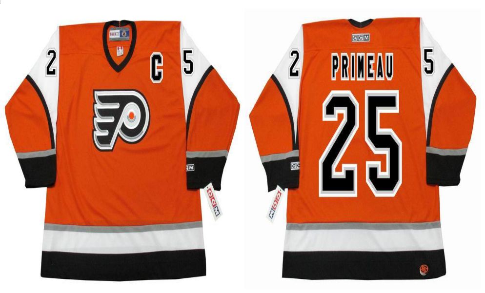 2019 Men Philadelphia Flyers 25 Primeau Orange CCM NHL jerseys